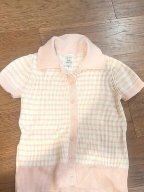 Carter's Pink & Cream Striped Knit Button-Front Polo